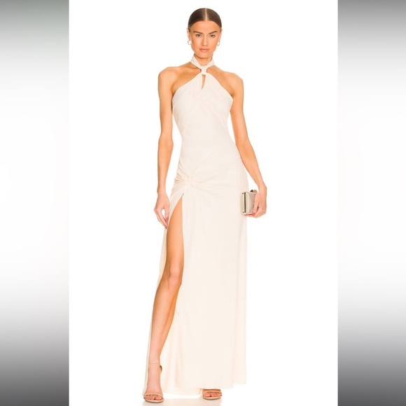 Ronny Kobo Collection Dresses & Skirts - NWT Ronny Kobo Selina Cream Halter Neck Knotted Gown Maxi Dress Size XS